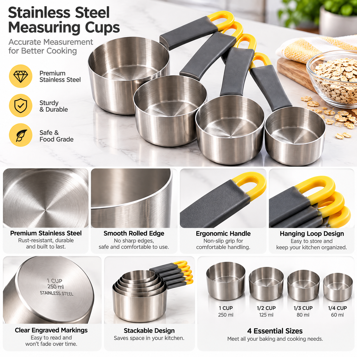 4-Piece Metal Measuring Cup Set — detail 2