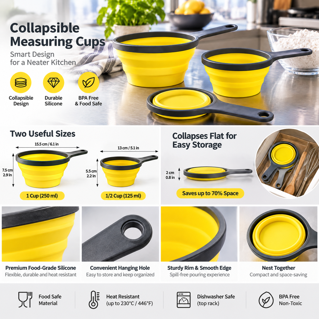 Yellow Collapsible Measuring Cup Set — detail 2