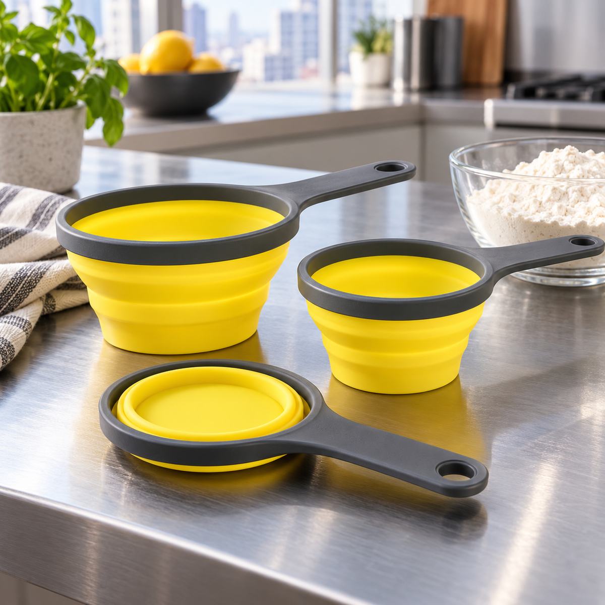 Yellow Collapsible Measuring Cup Set — main product view