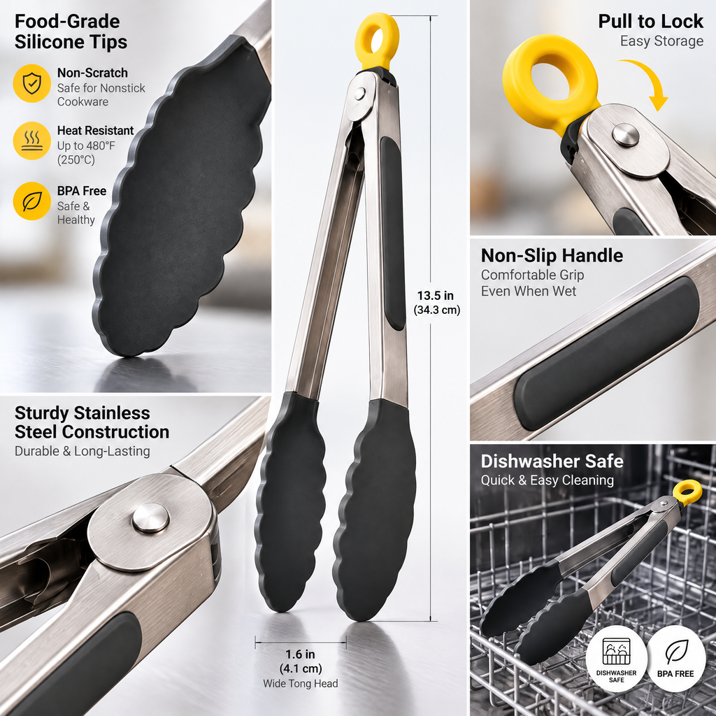 Charcoal-Tip Kitchen Tongs — detail 2