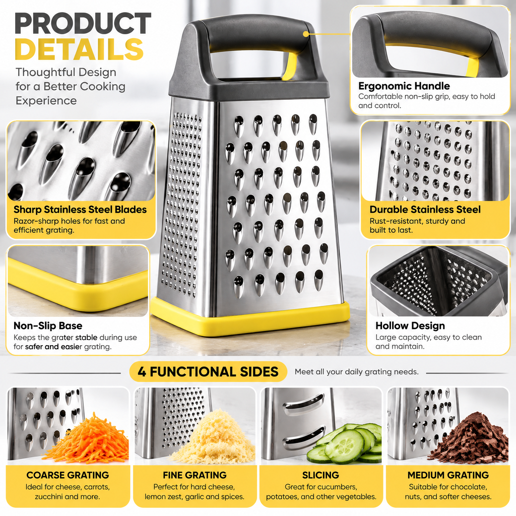 Box Grater with Yellow Base — detail 2