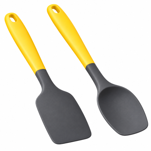 2-Piece Charcoal & Yellow Spatula Set — detail 1